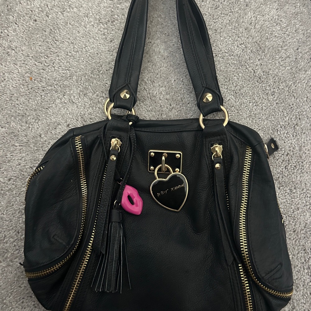 Betsy Johnson Black Leather Women's Bag